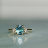 1.64ct Teal Blue Oval Montana Sapphire and Diamond Starry Night Stackable Solitaire in 14k Yellow Gold
