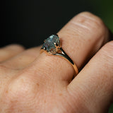 1.75ct Barion Shape Fantasy Cut Carved Montana Sapphire Split Shank Hidden Halo Six Prong Solitaire in 14k Yellow Gold