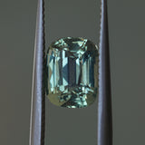 2.60CT ELONGATED CUSHION MADAGASCAR SAPPHIRE, MINTY BLUE GREEN GREY, UNTREATED, 8.5X6.5MM