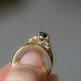 1.64ct Teal Blue Oval Montana Sapphire and Diamond Starry Night Stackable Solitaire in 14k Yellow Gold