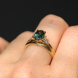 1.64ct Teal Blue Oval Montana Sapphire and Diamond Starry Night Stackable Solitaire in 14k Yellow Gold
