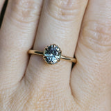 1.49ct Oval Untreated Montana Sapphire Scallop Cup Solitaire in 14k Yellow Gold