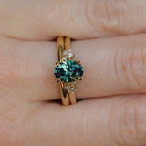 1.64ct Teal Blue Oval Montana Sapphire and Diamond Starry Night Stackable Solitaire in 14k Yellow Gold