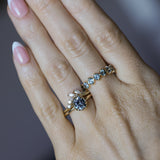 1.49ct Oval Untreated Montana Sapphire Scallop Cup Solitaire in 14k Yellow Gold