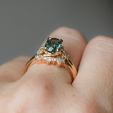 1.64ct Teal Blue Oval Montana Sapphire and Diamond Starry Night Stackable Solitaire in 14k Yellow Gold