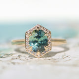 2.05ct Untreated Madagascar Oval Sapphire and Diamond Hexagon Stackable Halo in 14k Yellow Gold