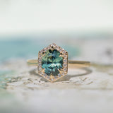 2.05ct Untreated Madagascar Oval Sapphire and Diamond Hexagon Stackable Halo in 14k Yellow Gold