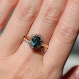 2.05ct Untreated Madagascar Oval Sapphire and Diamond Hexagon Stackable Halo in 14k Yellow Gold