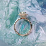 2.18ct"Old Mine Cushion" cut Silky Light Green Montana Sapphire Antique-Style Diamond Halo Ring in 14k Yellow Gold