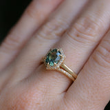 2.05ct Untreated Madagascar Oval Sapphire and Diamond Hexagon Stackable Halo in 14k Yellow Gold