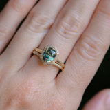 2.05ct Untreated Madagascar Oval Sapphire and Diamond Hexagon Stackable Halo in 14k Yellow Gold
