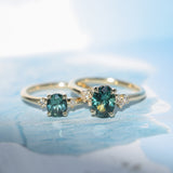 1.64ct Teal Blue Oval Montana Sapphire and Diamond Starry Night Stackable Solitaire in 14k Yellow Gold