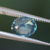 2.08CT OVAL MADAGASCAR SAPPHIRE, MEDIUM GLOWY CARIBBEAN BLUE GREEN, UNTREATED, 8.2X6.6X4.4MM