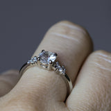 0.83ct White Ceylon Sapphire and Diamond Starry Night Low Profile Solitaire in 14k White Gold