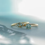0.78ct Round Seafoam Teal Green Montana Sapphire Four Prong Lotus Solitaire in 14k Yellow Gold