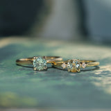 0.78ct Round Seafoam Teal Green Montana Sapphire Four Prong Lotus Solitaire in 14k Yellow Gold
