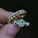 1.47ct Round Untreated Montana Sapphire and Diamond Starry Night Low Profile Solitaire in 14k Yellow Gold