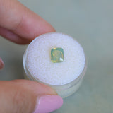 1.50CT CUSHION MADAGASCAR SAPPHIRE, OPALESCENT LIGHT GREEN AND GOLD, UNTREATED, 7.1X5.9X3.9MM