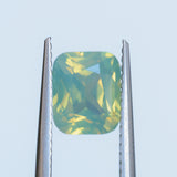 1.50CT CUSHION MADAGASCAR SAPPHIRE, OPALESCENT LIGHT GREEN AND GOLD, UNTREATED, 7.1X5.9X3.9MM