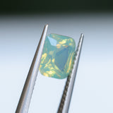 1.50CT CUSHION MADAGASCAR SAPPHIRE, OPALESCENT LIGHT GREEN AND GOLD, UNTREATED, 7.1X5.9X3.9MM