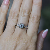 1.32ct Round Sri Lankan Grey Sapphire and Diamond Starry Night Low Profile Solitaire in 14k White Gold