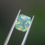 1.50CT CUSHION MADAGASCAR SAPPHIRE, OPALESCENT LIGHT GREEN AND GOLD, UNTREATED, 7.1X5.9X3.9MM