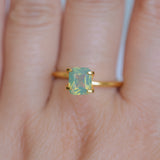 1.50CT CUSHION MADAGASCAR SAPPHIRE, OPALESCENT LIGHT GREEN AND GOLD, UNTREATED, 7.1X5.9X3.9MM