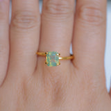 1.50CT CUSHION MADAGASCAR SAPPHIRE, OPALESCENT LIGHT GREEN AND GOLD, UNTREATED, 7.1X5.9X3.9MM