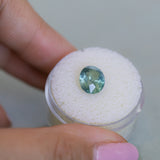 3.54CT OVAL MADAGASCAR SAPPHIRE, SILKY TEAL BLUE GREEN, 9.7X7.8X5.7MM
