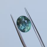 3.54CT OVAL MADAGASCAR SAPPHIRE, SILKY TEAL BLUE GREEN, 9.7X7.8X5.7MM