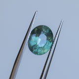 3.54CT OVAL MADAGASCAR SAPPHIRE, SILKY TEAL BLUE GREEN, 9.7X7.8X5.7MM