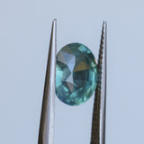 3.54CT OVAL MADAGASCAR SAPPHIRE, SILKY TEAL BLUE GREEN, 9.7X7.8X5.7MM