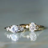 0.83ct White Ceylon Sapphire and Diamond Starry Night Low Profile Solitaire in 14k White Gold