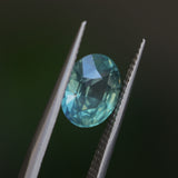 3.54CT OVAL MADAGASCAR SAPPHIRE, SILKY TEAL BLUE GREEN, 9.7X7.8X5.7MM