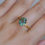 3.54CT OVAL MADAGASCAR SAPPHIRE, SILKY TEAL BLUE GREEN, 9.7X7.8X5.7MM