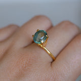 3.54CT OVAL MADAGASCAR SAPPHIRE, SILKY TEAL BLUE GREEN, 9.7X7.8X5.7MM