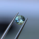 0.98CT ROUND PRECISION CUT MONTANA SAPPHIRE, LIGHT AQUA BLUE GREEN, 5.90X3.85MM