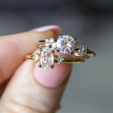 1.01ct GIA Natural Oval Diamond and Princess Cut Diamond Rapids Low Profile Ring in 18k Yellow Gold