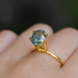 3.54CT OVAL MADAGASCAR SAPPHIRE, SILKY TEAL BLUE GREEN, 9.7X7.8X5.7MM