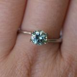 0.98CT ROUND PRECISION CUT MONTANA SAPPHIRE, LIGHT AQUA BLUE GREEN, 5.90X3.85MM