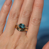 1.97ct East-West Cushion Cut Blue Sapphire and Princess Cut Diamond Rapids Low Profile Ring in 14k Yellow Gold