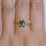 1.88CT MADAGASCAR EMERALD CUT SAPPHIRE, PARTI BLUE YELLOW, 8.2X6.1X4.1MM