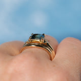1.97ct East-West Cushion Cut Blue Sapphire and Princess Cut Diamond Rapids Low Profile Ring in 14k Yellow Gold