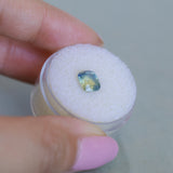 1.53CT ELONGATED CUSHION MADAGASCAR SAPPHIRE, LIGHT SEAFOAM TEAL AND YELLOW, UNTREATED, 7.3X5.8X4.1MM