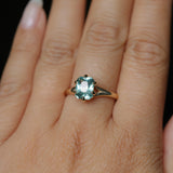 2.25ct Radiant Cut Madagascar Sapphire Low Profile Six Prong Split Shank Solitaire in 14k Yellow Gold