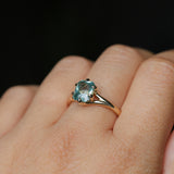 2.25ct Radiant Cut Madagascar Sapphire Low Profile Six Prong Split Shank Solitaire in 14k Yellow Gold