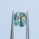 1.53CT ELONGATED CUSHION MADAGASCAR SAPPHIRE, LIGHT SEAFOAM TEAL AND YELLOW, UNTREATED, 7.3X5.8X4.1MM
