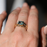 1.97ct East-West Cushion Cut Blue Sapphire and Princess Cut Diamond Rapids Low Profile Ring in 14k Yellow Gold