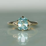 2.25ct Radiant Cut Madagascar Sapphire Low Profile Six Prong Split Shank Solitaire in 14k Yellow Gold