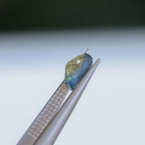 1.53CT ELONGATED CUSHION MADAGASCAR SAPPHIRE, LIGHT SEAFOAM TEAL AND YELLOW, UNTREATED, 7.3X5.8X4.1MM